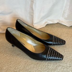 St. John Vintage Black & White Cap Toe Kitten Heel